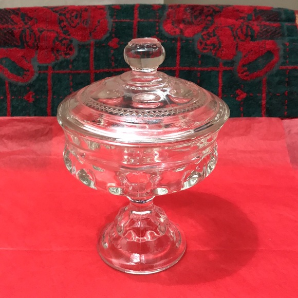 Glass Candy dish. Two candle holders with special made candles. NWOT - Picture 4 of 6